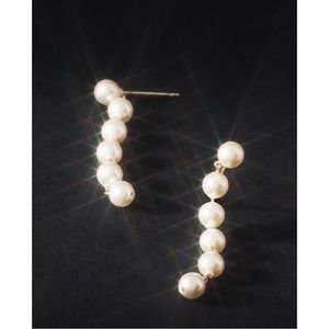 NWT Anthropologie 14K Gold Pearl Strand Earrings